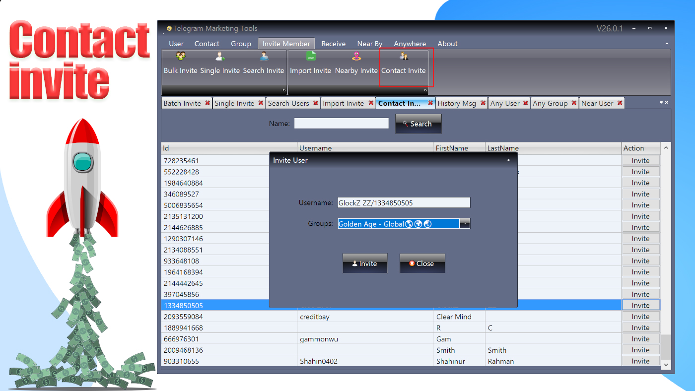 Telegram Marketing Tools Bulk Scraper/Extract/Add/Search/Invite Member|Join Group 45.1.1