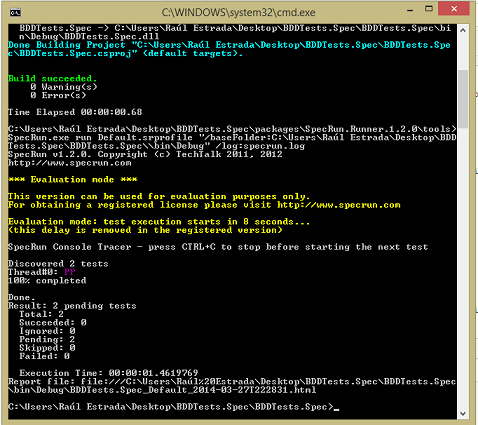 Escenarios desde cmd