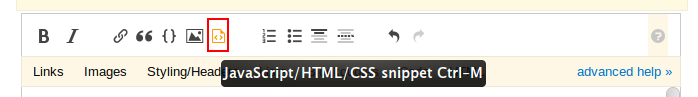 The Markdown toolbar with the new Stack Snippet button