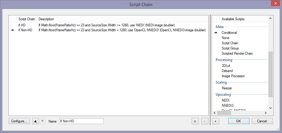 Conditionally choose between NEDI / NNEDI3