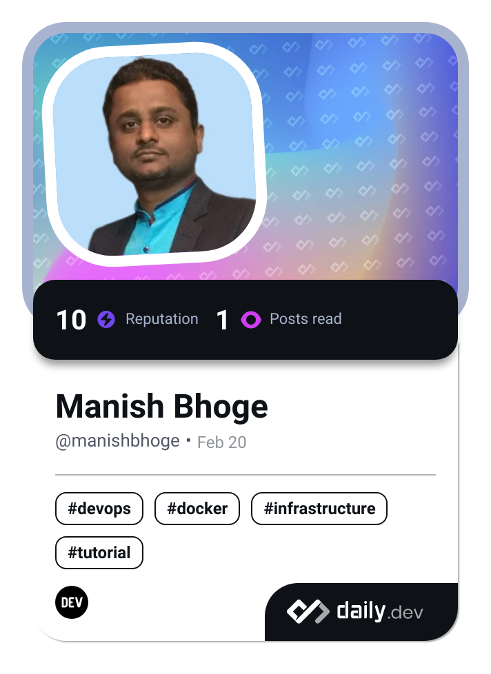 Manish Bhoge's Dev Card