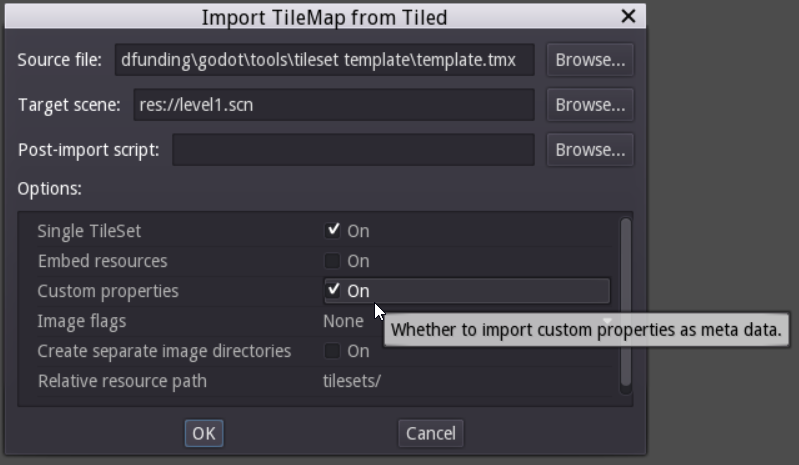 Import custom properties from Tiled