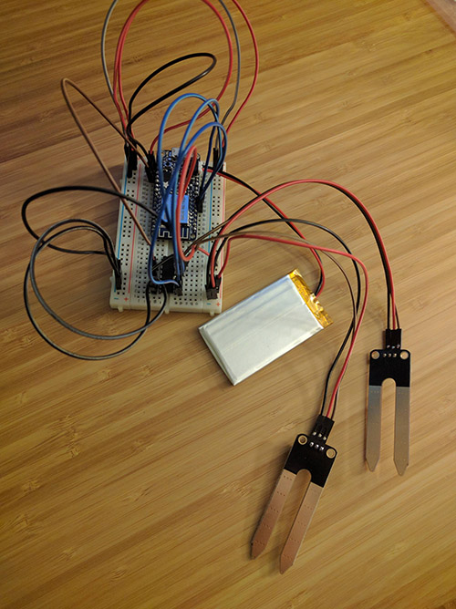 Image of Adafruit 2821 with Two Sensors, Battery, and Multiplexer