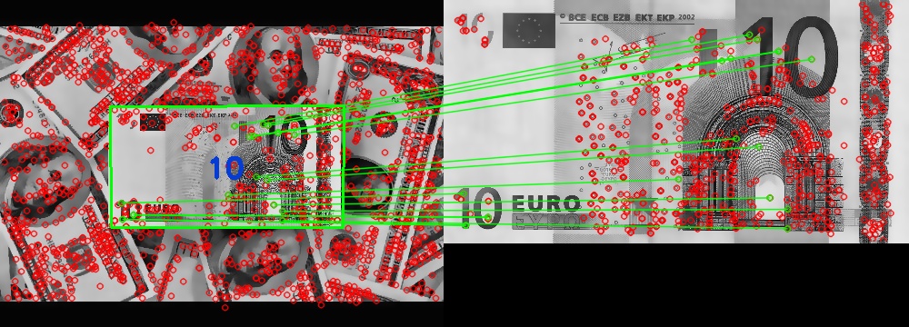 Fig. 3 - Detection of a banknote in cluttered environments