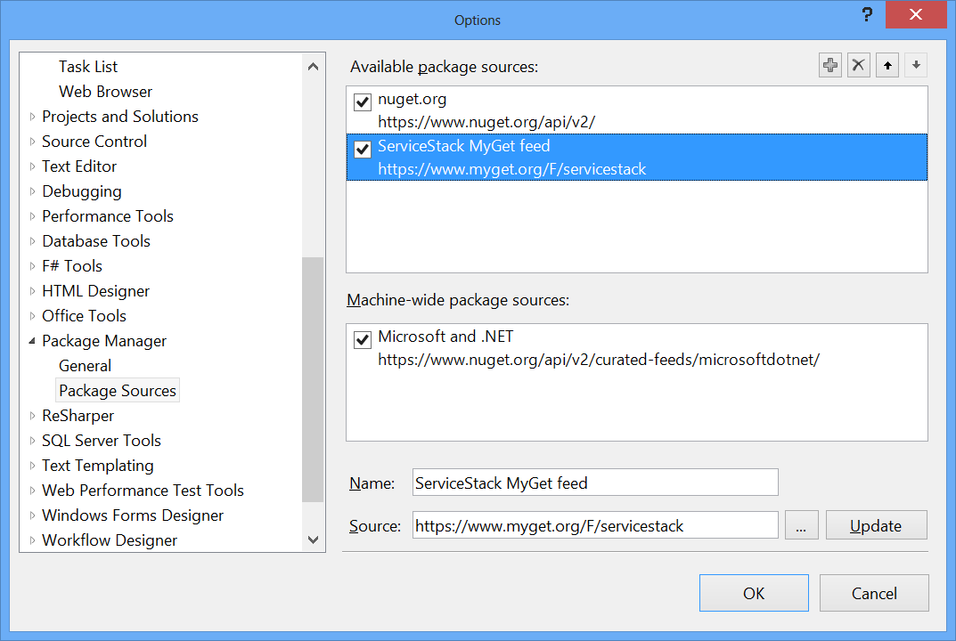 NuGet Package Sources
