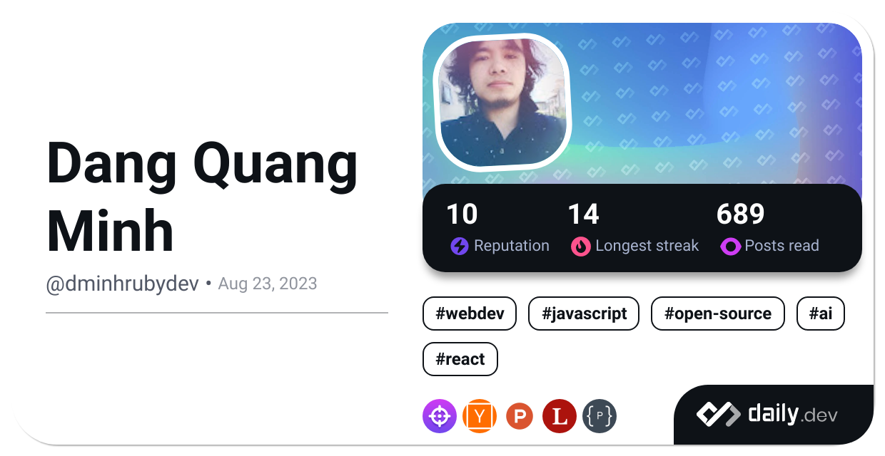 Dang Quang Minh's Dev Card