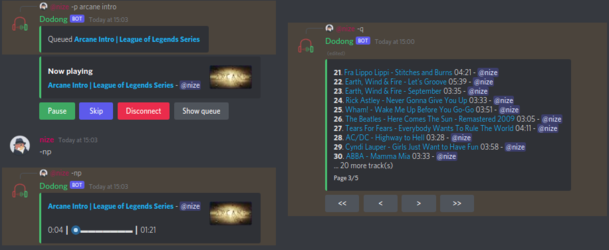 Screenshot of the bot in action