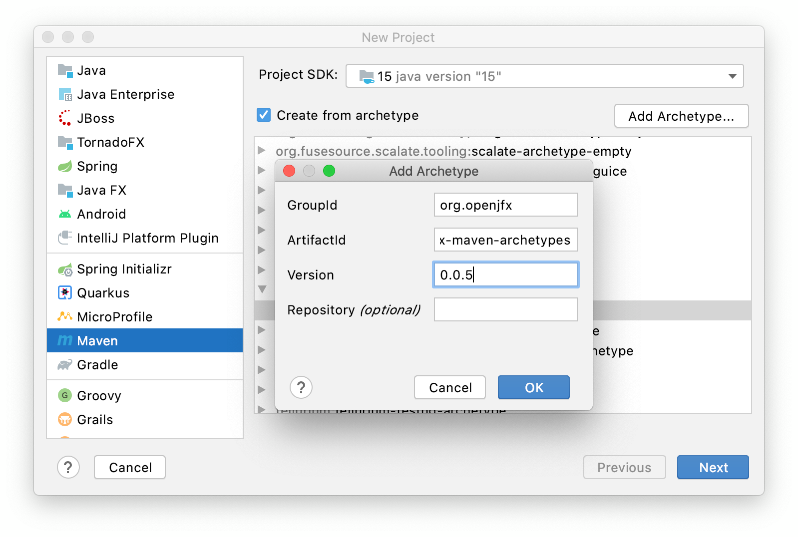 JavaFX Archetype