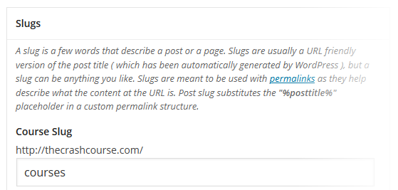 CoursePress - Settings - Slugs