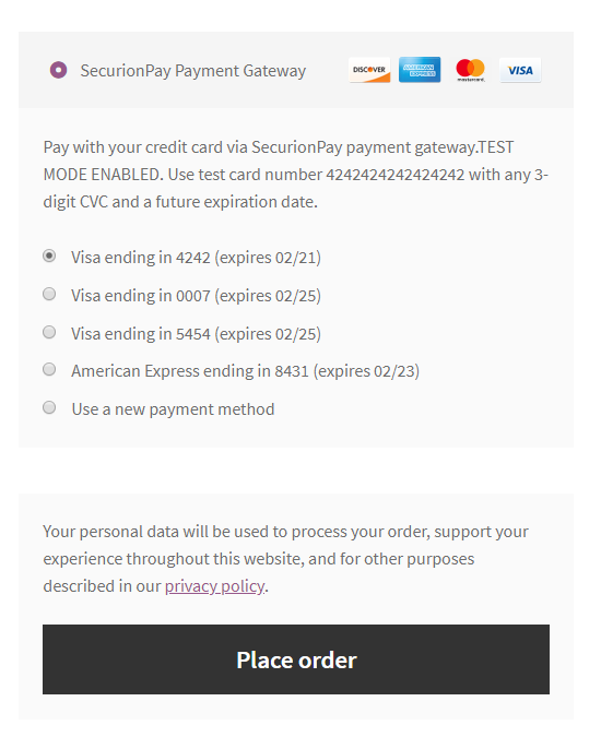 Credit Card Information Fields