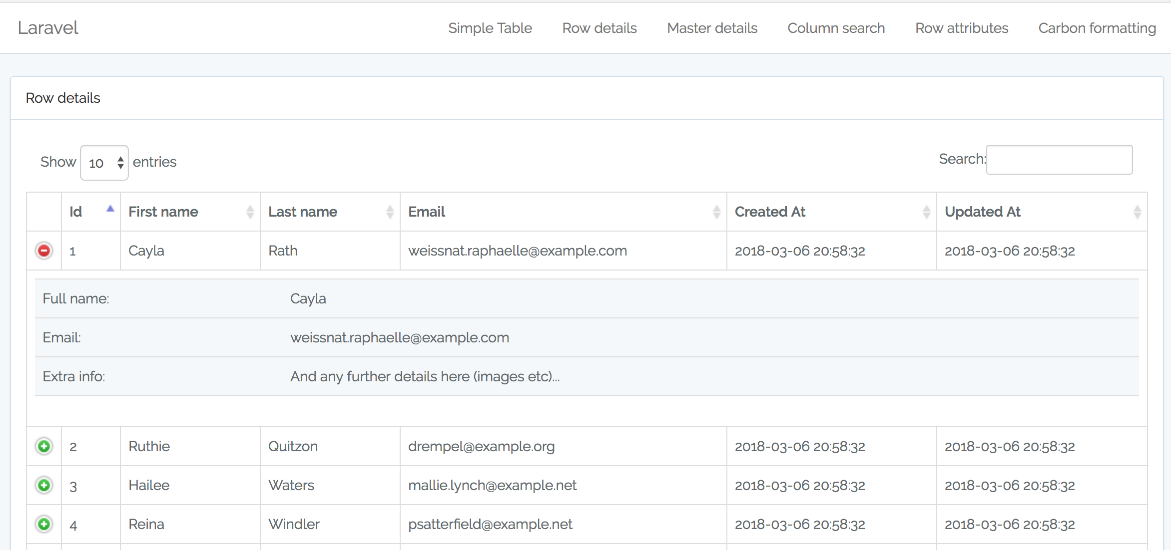 Laravel Datatables Demo