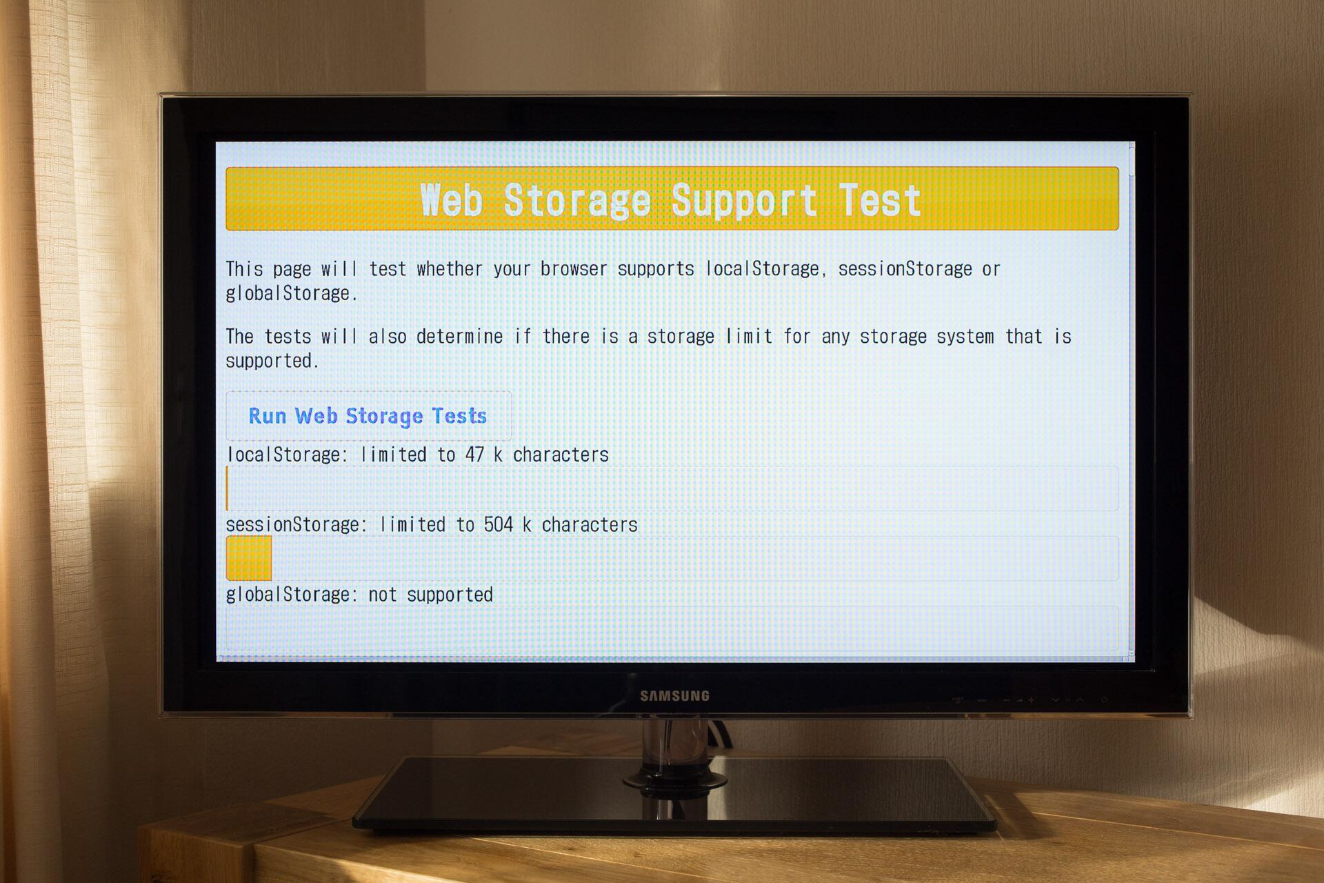 localStorage/sessionStorage on a 2012 Sony BluRay ... present, but unusable