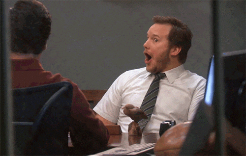 Andy Dwyer, surprised face