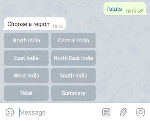 Telegram command /stats choose region