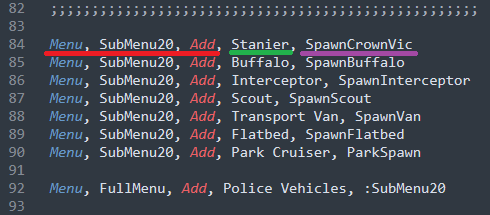 Menu, SubMenu20, Add, Stanier, SpawnCrownVic