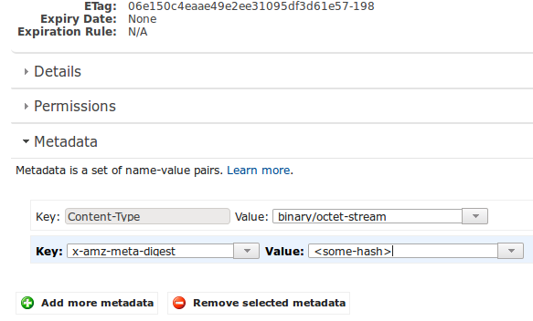 screencap of metadata in web ui