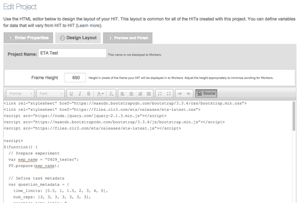 Pasting code into Mechanical Turk