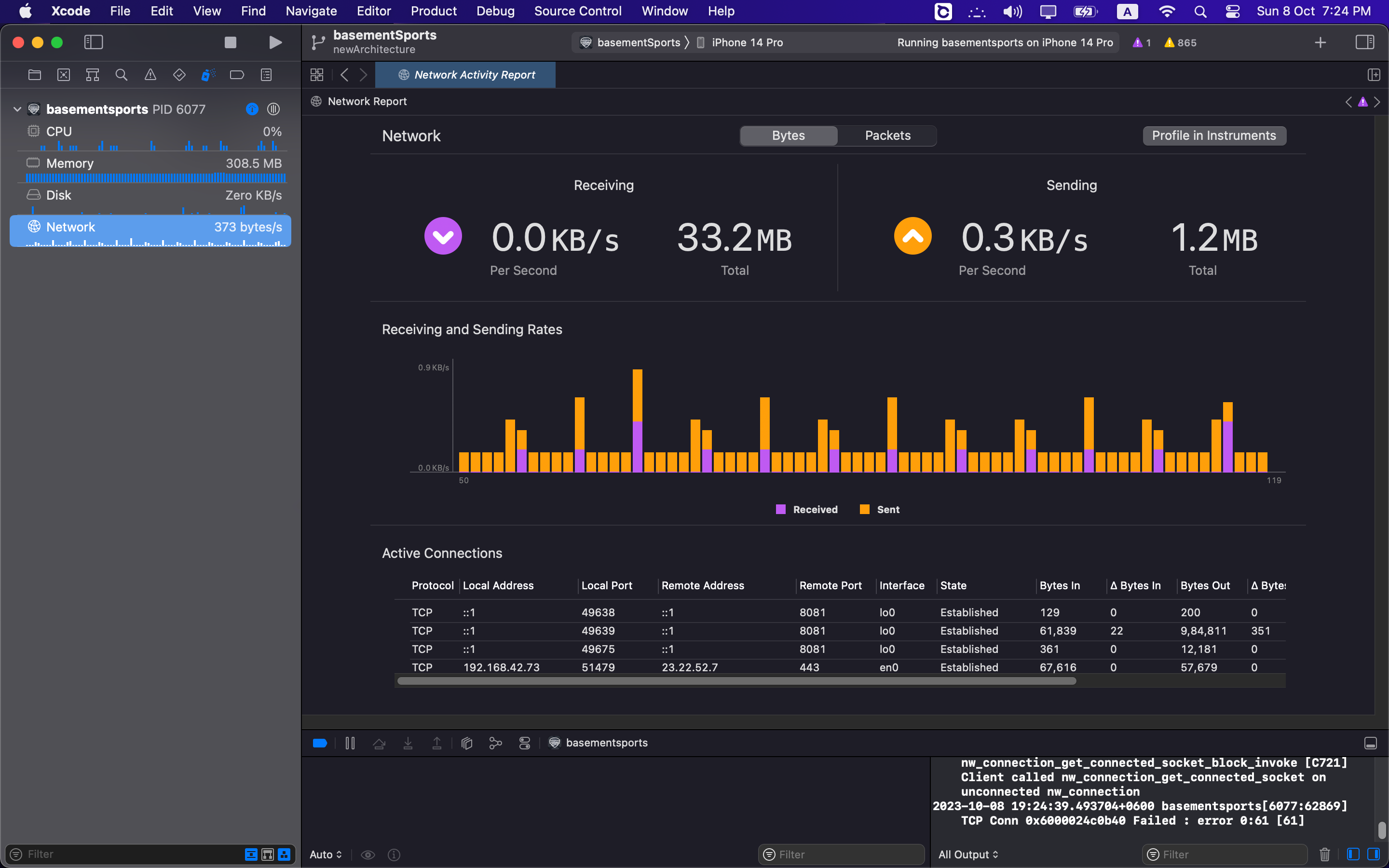 Xcode: Network Monitor