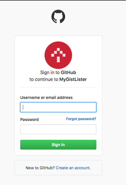 GitHub Authenticate Form