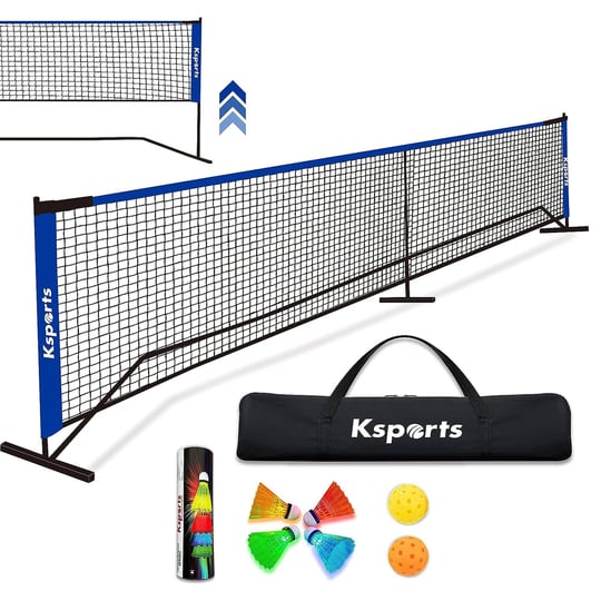 ksports-22-pickleball-net-with-led-shuttlecock-carry-bag-2-game-balls-blue-1
