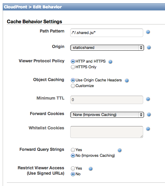 Cache Behavior Setting