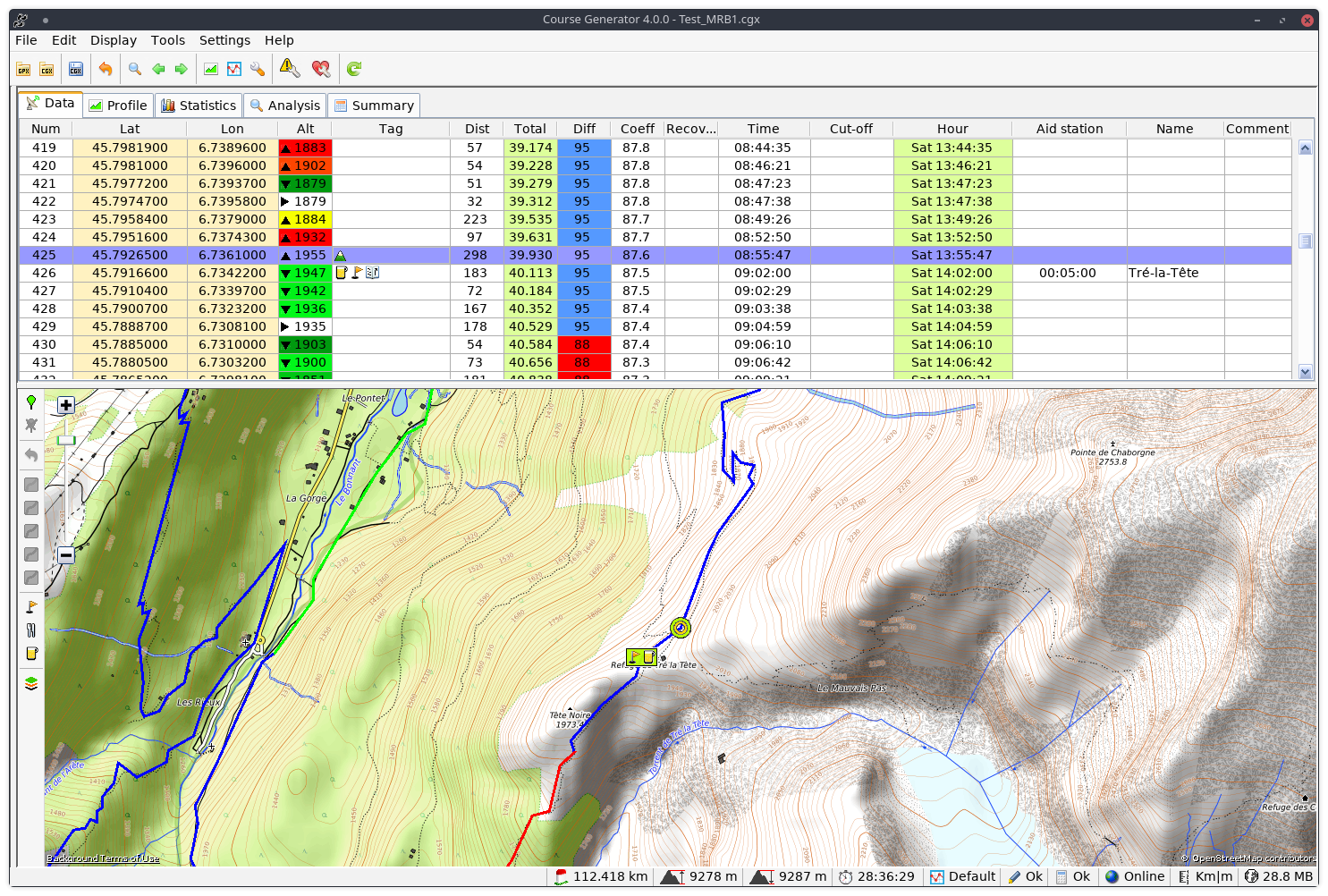 Course Generator Main window