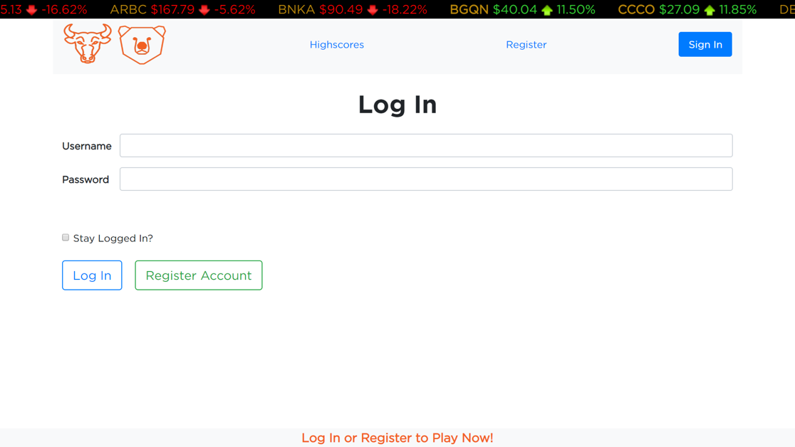 Login page