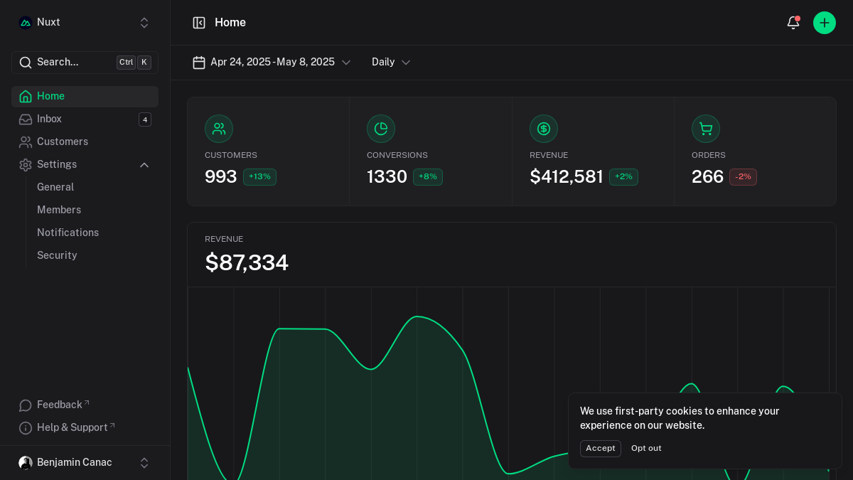 Nuxt Dashboard Template