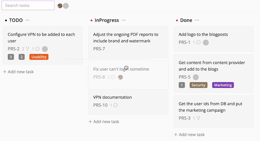 Board as kanban