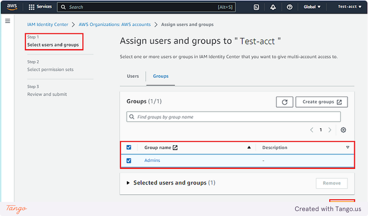 Step 1: Select Users and Groups