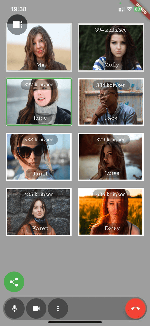Flutter Conference Calls code sample, video chat