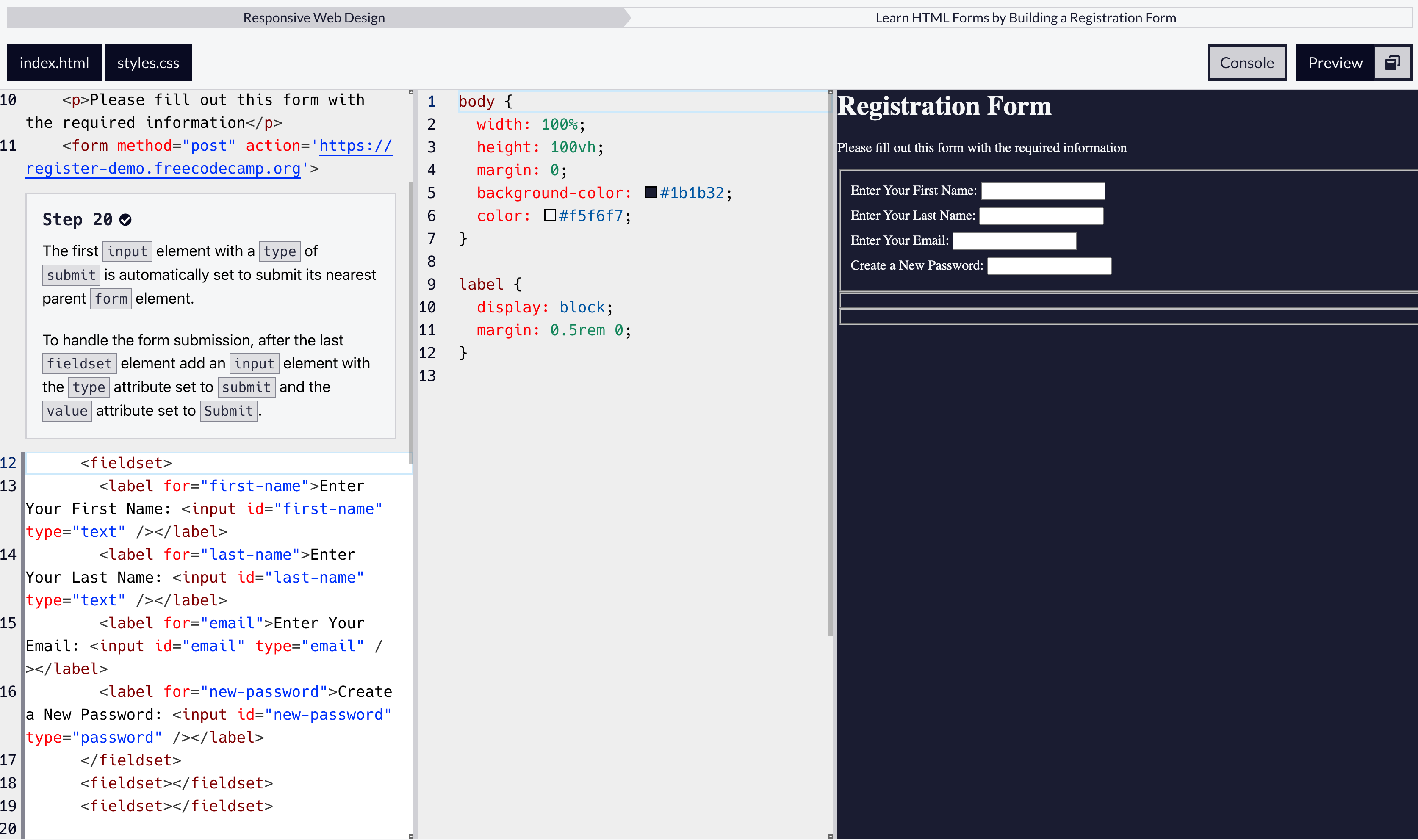 GitHub - DixieReed/RegistrationFormBasic: Project consists of a simple ...