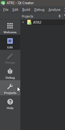 Projects tab in Qt Creator