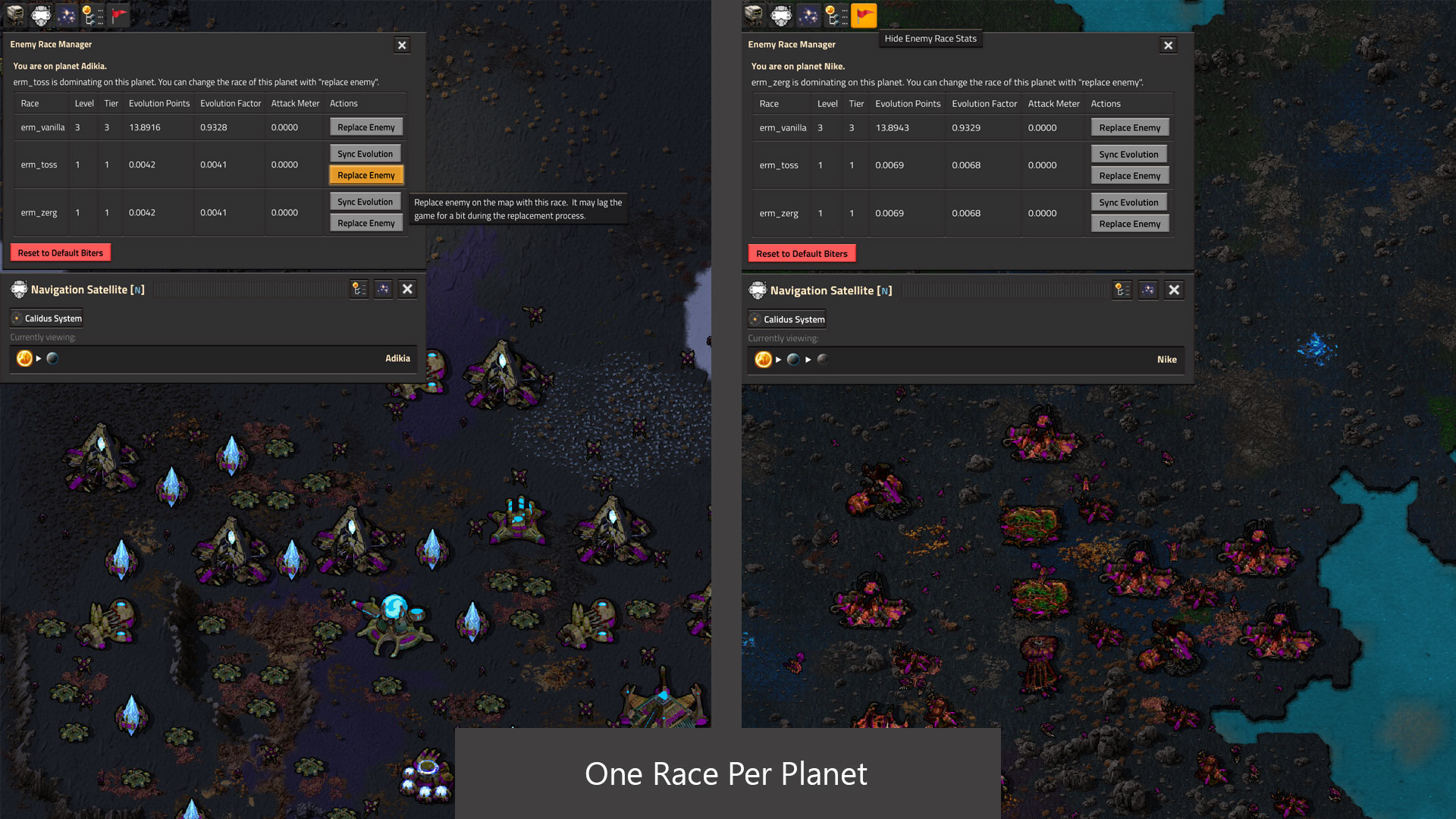 One race per surface/planet