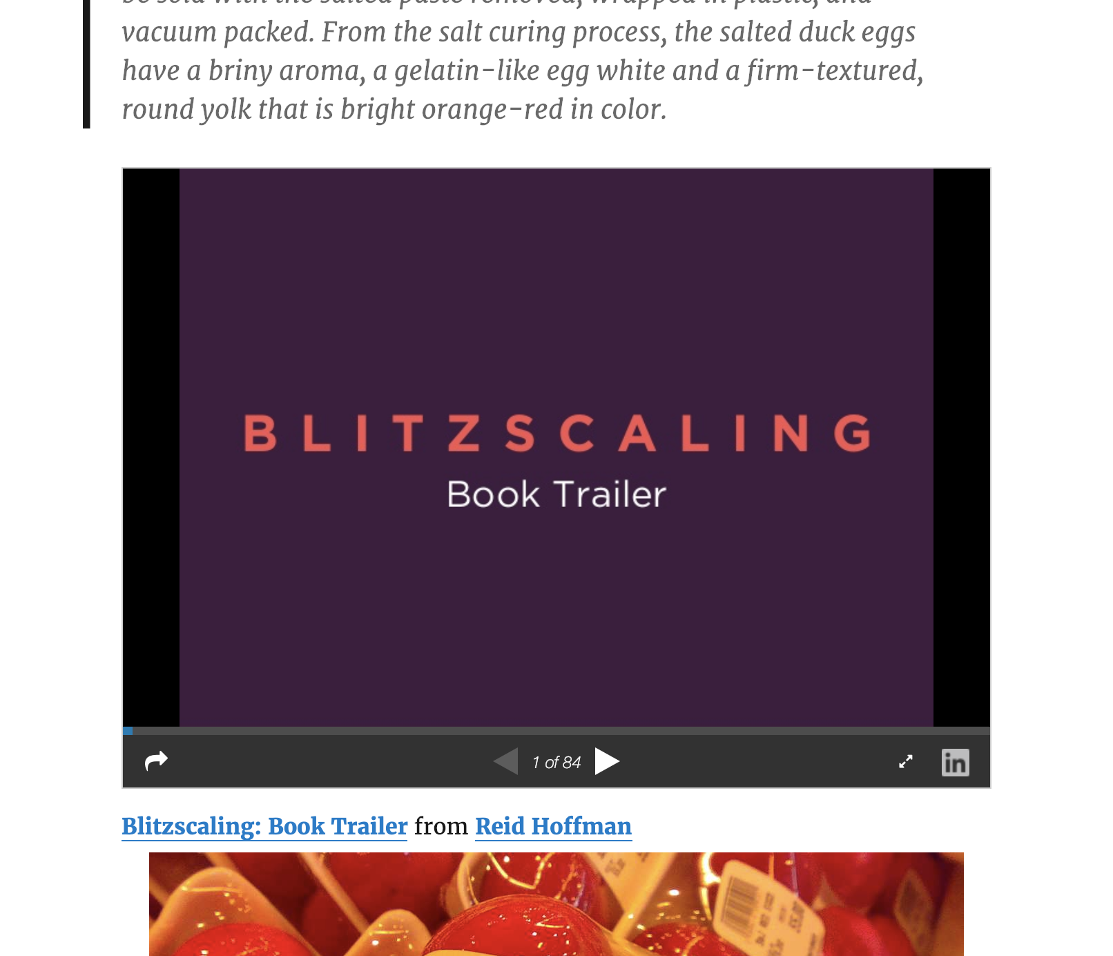 screenshot of slideshare embed