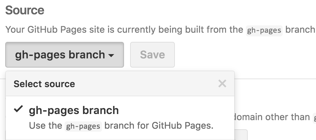 gh-pages branch setting