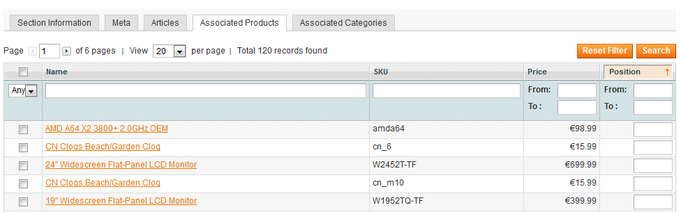 section products