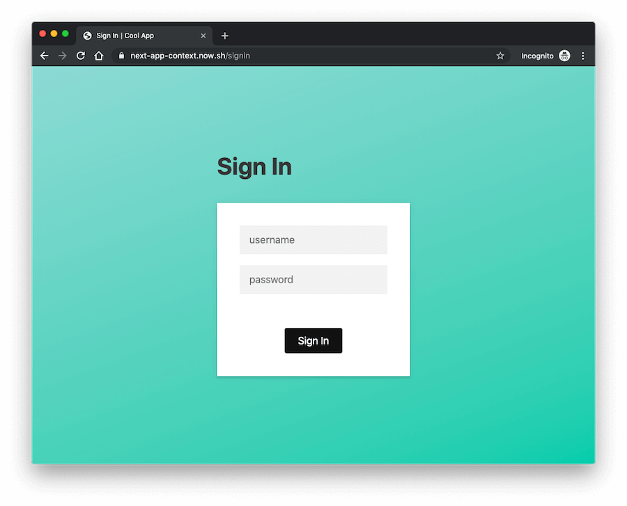 Next App Sign In Form