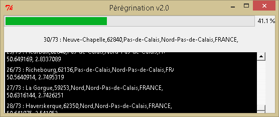 Téléchargement des images correspondant à chaque couple de coordonnées GPS : Ici La Bassée, avec un regroupement de trois subdivision différentes