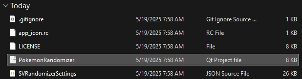 Selecting .pro file and opening