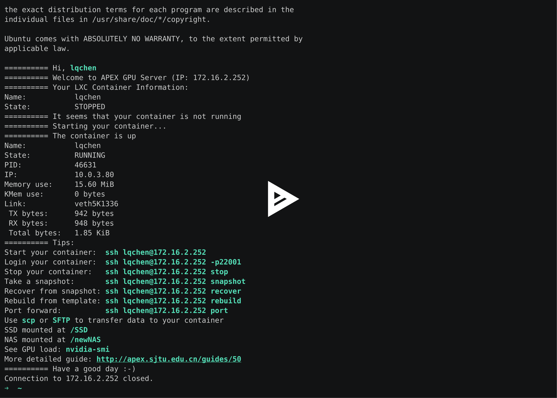 Asciinema: How to login the container