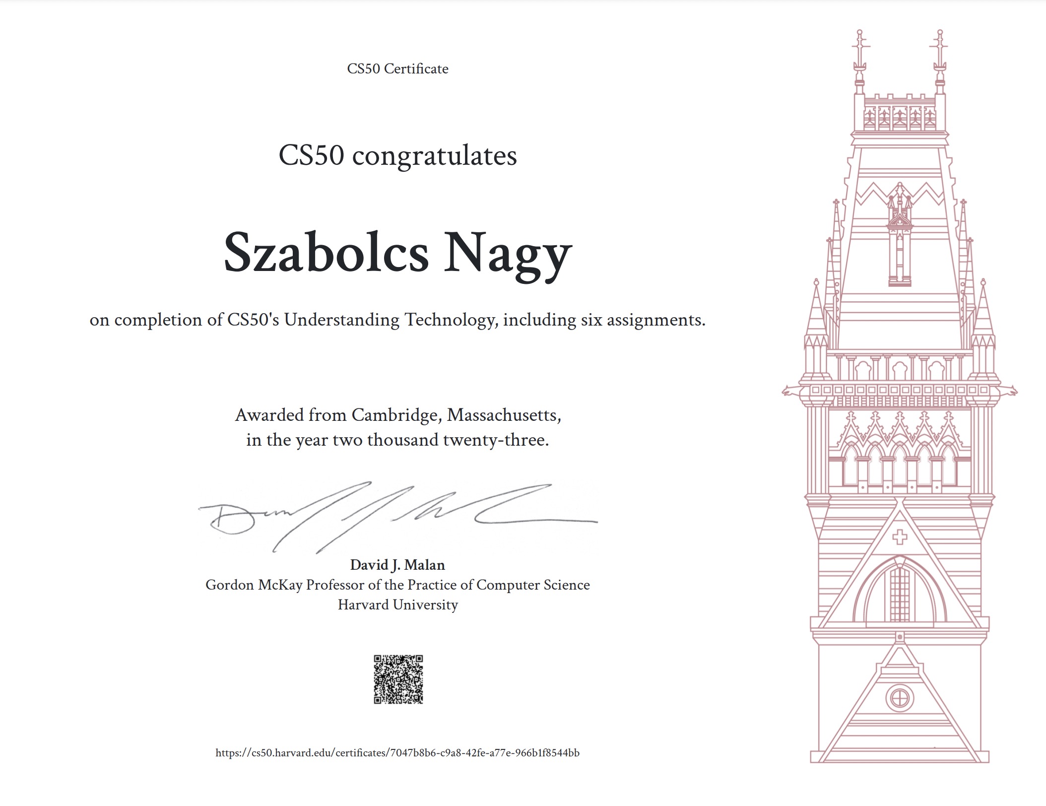 CS50 Certification