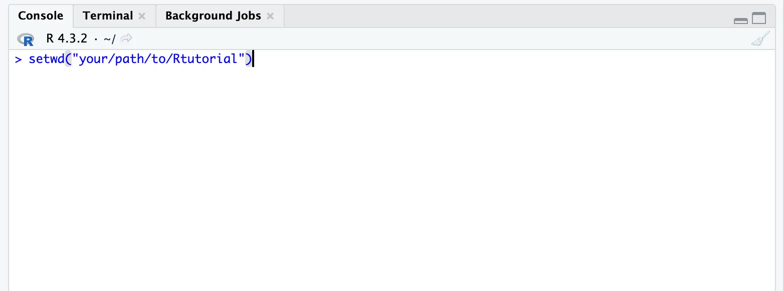 Screenshot of setting the working directory in RStudio