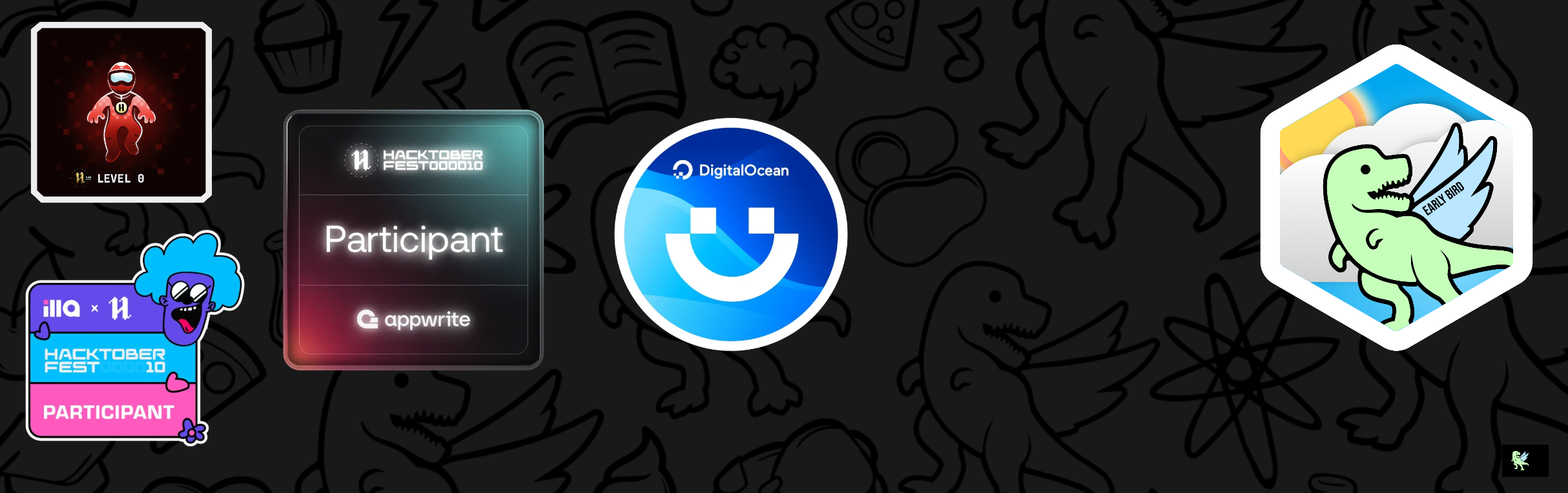 An image of @deathgod7's Holopin badges, which is a link to view their full Holopin profile