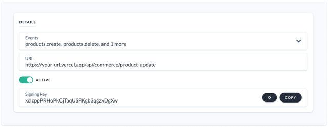 Products add webhook details