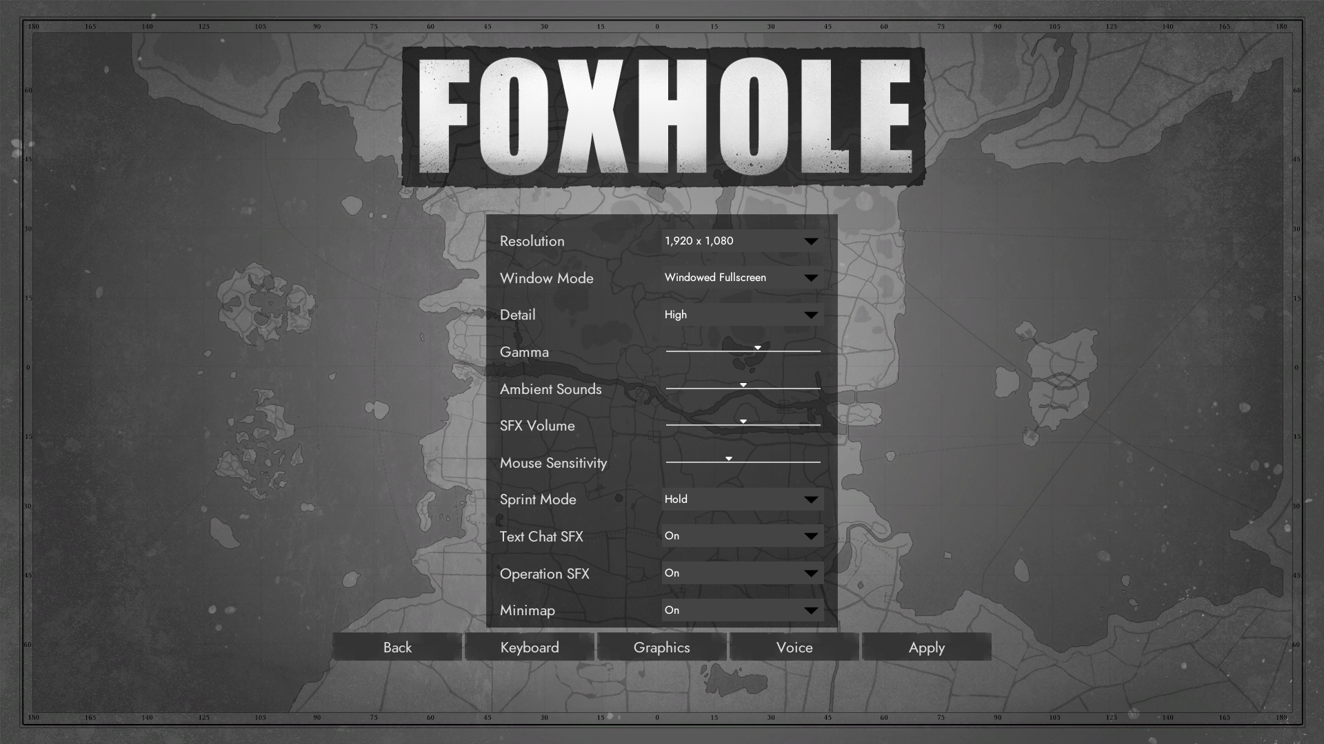 change foxhole settings