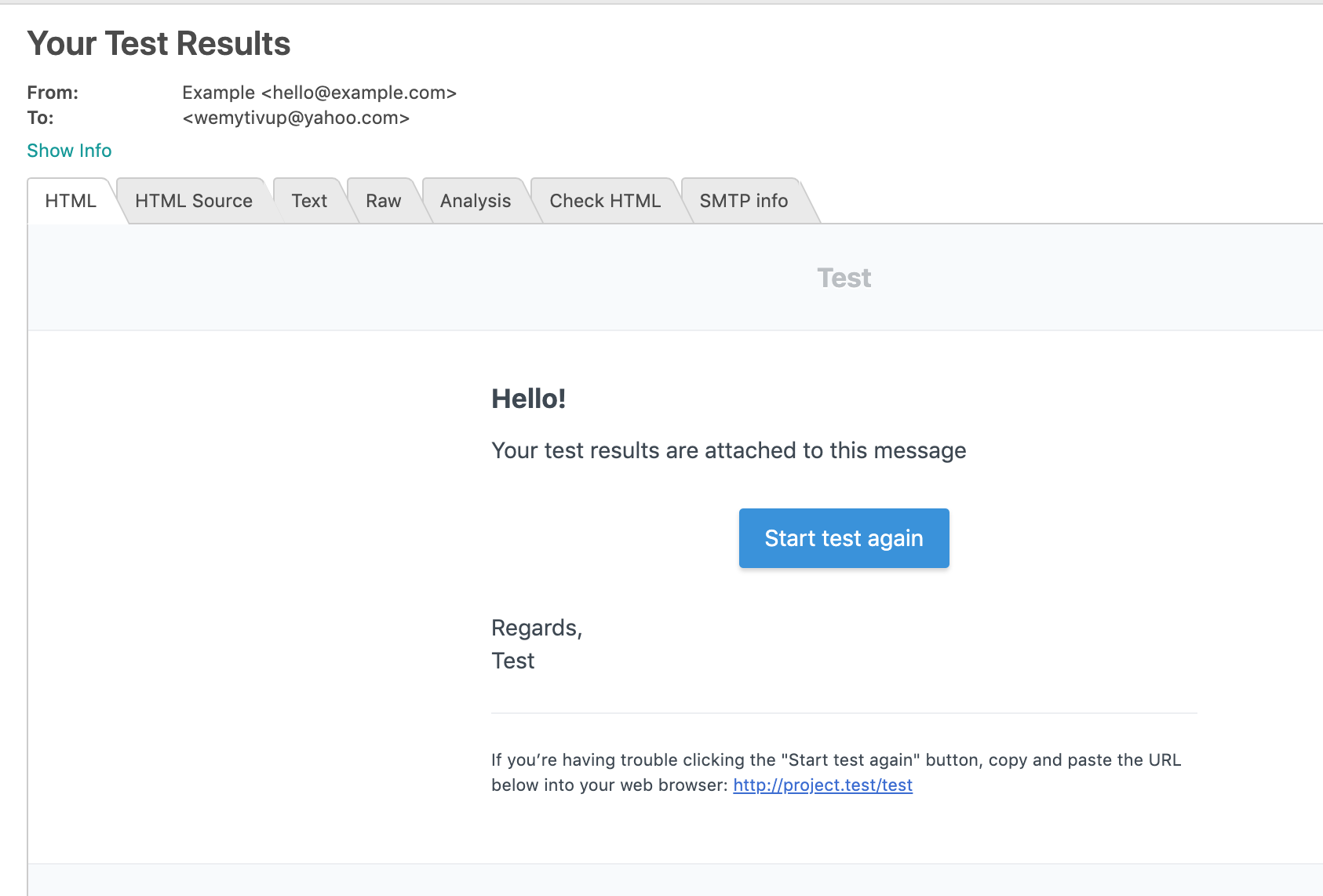 Laravel Quiz/Test Result Email