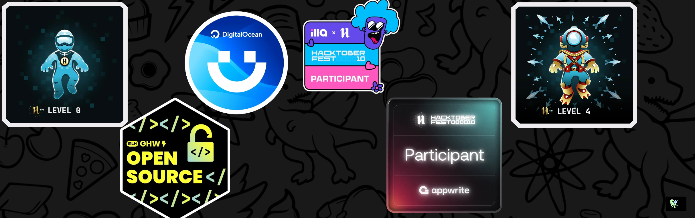 An image of @polletto's Holopin badges, which is a link to view their full Holopin profile