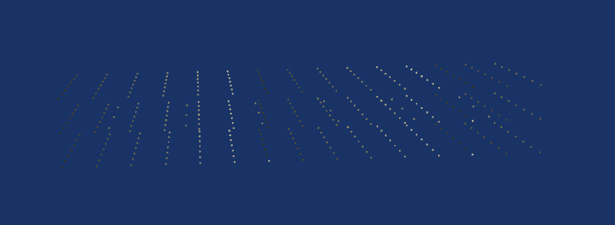 Point Field Test 1, all points arranged orderly in a box, save for a few outliers, which are also arranged somewhat orderly