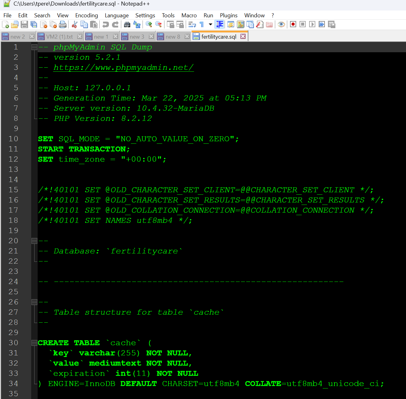 phpmyadmin database file